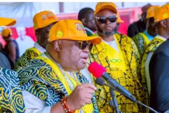 Governor Ademola Adeleke addressing supporters during his campaign tour of Ifetedo