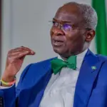 Babatunde Fashola speaking during a television interview where he ruled out a presidential bid