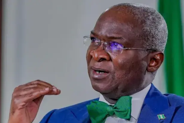 Babatunde Fashola speaking during a television interview where he ruled out a presidential bid