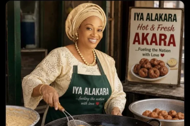 Presidency shares AI image of Remi Tinubu selling akara