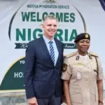 Nigerian and Dutch officials during the equipment handover to the Nigeria Immigration Service in Abuja