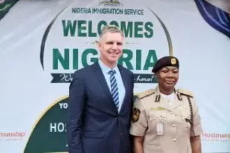Nigerian and Dutch officials during the equipment handover to the Nigeria Immigration Service in Abuja