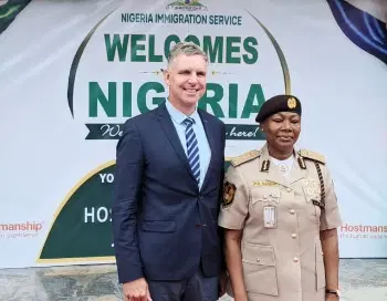 Nigerian and Dutch officials during the equipment handover to the Nigeria Immigration Service in Abuja