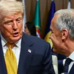 Donald Trump and Mark Carney amid escalating trade tensions between the United States and Canada