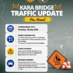 Lagos traffic advisory announcing two-week Kara Bridge repairs and partial lane closure