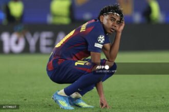 Barcelona winger Lamine Yamal training ahead of the La Liga clash with Rayo Vallecano