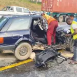 Scene of the fatal multiple-vehicle crash on the Lagos-Ibadan Expressway