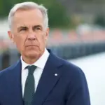 Canadian Prime Minister Mark Carney as Canada announces retaliatory tariffs against the United States