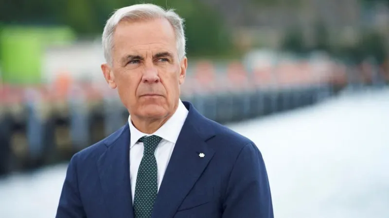 Canadian Prime Minister Mark Carney as Canada announces retaliatory tariffs against the United States