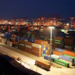 Shipping containers at a Chinese port as exports rise on stronger global demand for AI-related technology