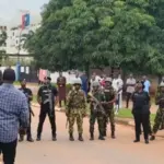Security personnel deployed near the Ministry of Defence in Abuja ahead of military retirees’ pension protest