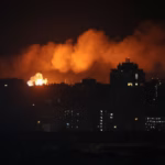 Emergency teams respond following Russian missile and drone strikes on Kyiv