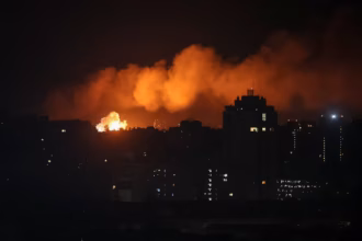 Emergency teams respond following Russian missile and drone strikes on Kyiv