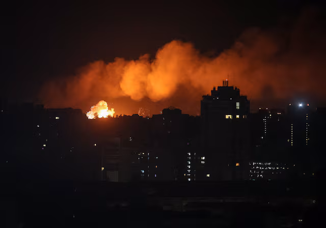 Emergency teams respond following Russian missile and drone strikes on Kyiv