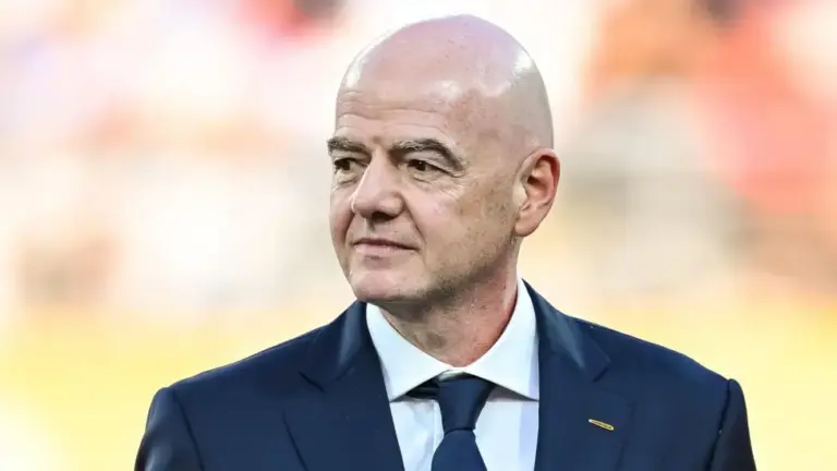 FIFA President Gianni Infantino announcing the withdrawal of the controversial World Cup investment plan