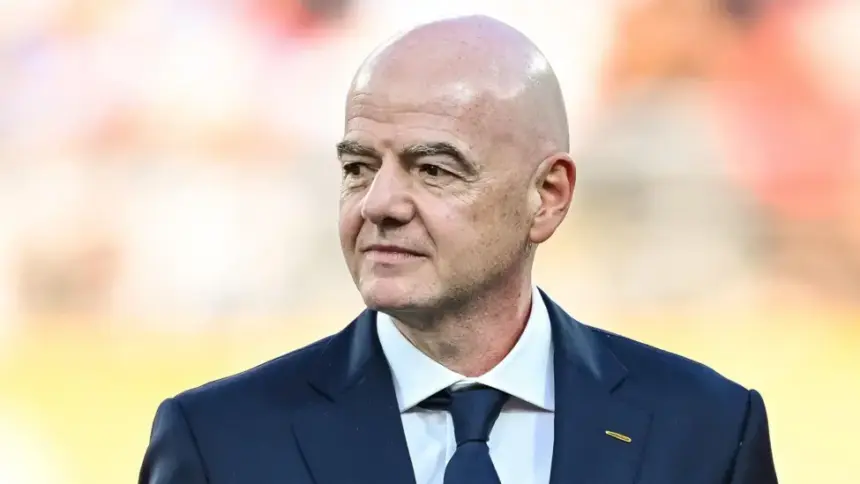 FIFA President Gianni Infantino announcing the withdrawal of the controversial World Cup investment plan