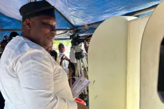 ADC governorship candidate Najeem Salaam votes during the Osun election