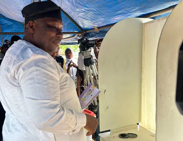 ADC governorship candidate Najeem Salaam votes during the Osun election