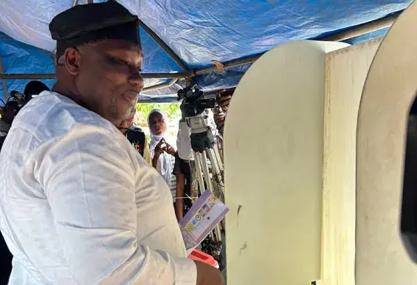 ADC candidate Najeem Salaam speaks after voting in Osun governorship election
