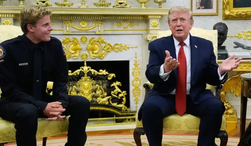Donald Trump hosts teenage lifeguard Ryder Williams at the White House