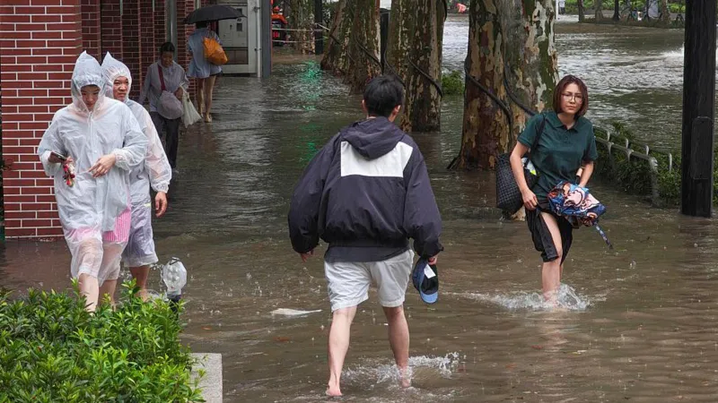 Heavy rain and flooding in eastern China after Typhoon Dolphin forced more than one million people from their homes