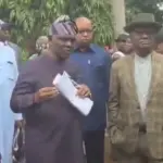 FCT Minister Nyesom Wike inspecting a flood-affected area in Maitama, Abuja