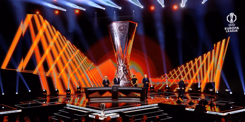 Europa League trophy during the 2026/27 league-phase draw