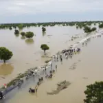 Flooded Nigerian community as NiHSA warns Lagos and 14 states of severe flood risk