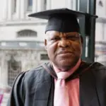 Nigerian-born grandfather Chris Osagbaekhoe celebrating his first-class degree from Goldsmiths University at 68