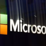 Microsoft logo as the company introduces a draft code governing the behaviour of its AI systems