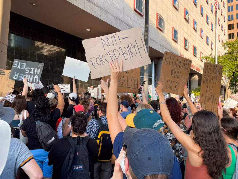 Protesters outside a Texas courthouse amid debate over abortion restrictions