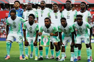 Super Eagles players during Nigeria’s 3-0 defeat to Guinea-Bissau
