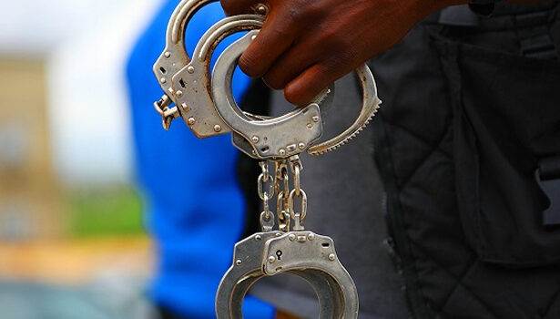 Police handcuffs following the arrest of six robbery suspects in Akwa Ibom
