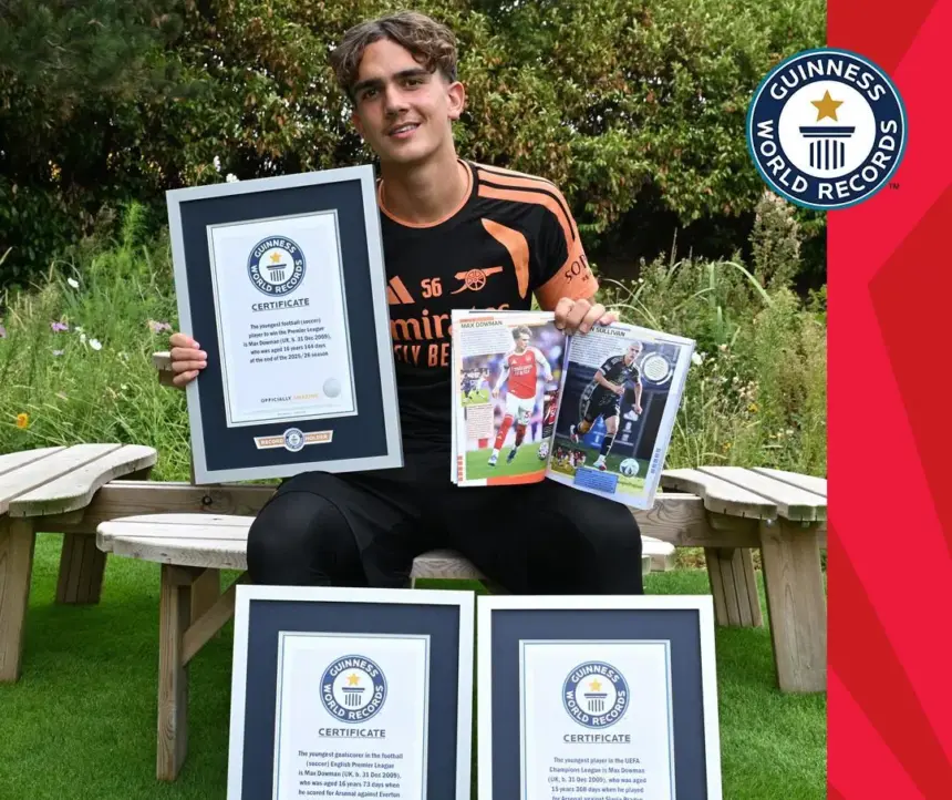 Arsenal teenager Max Dowman receives three Guinness World Records certificates