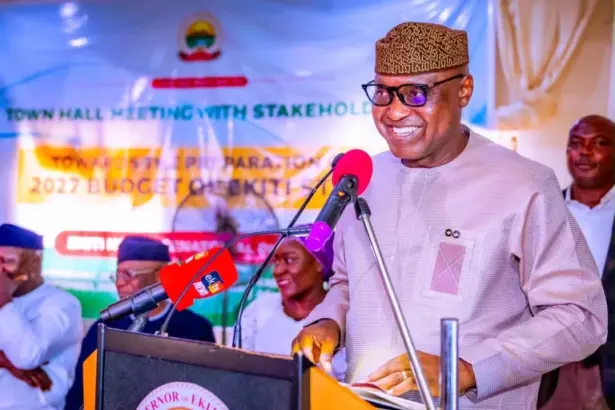 Ekiti State Governor Biodun Oyebanji speaking during a thanksgiving programme