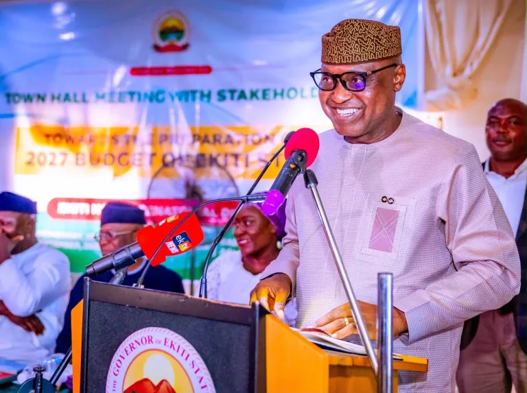 Ekiti State Governor Biodun Oyebanji speaking during a thanksgiving programme