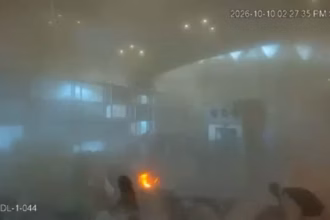 Surveillance footage captures an explosion at Riyadh airport following a Houthi missile strike