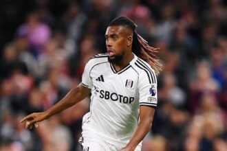 Super Eagles midfielder Alex Iwobi celebrates scoring Fulham's winning goal against Hull City