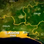 Ride-hailing vehicles operating on a Lagos road