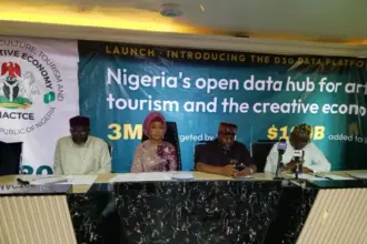Hannatu Musawa and officials at the unveiling of Nigeria's D30 creative economy platform