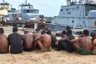 Nigerian Navy personnel during operation against crude oil theft
