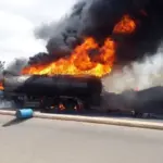 Firefighters battle tanker fire along Eleyele Road in Ibadan