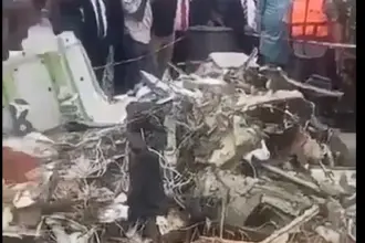 Recovery operation at the scene of the military aircraft crash in Ondo State