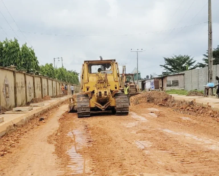 Unfinished road rehabilitation project along Ogunrombi Street in Idimu, Lagos