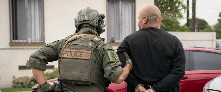 US Immigration and Customs Enforcement officers during an operation