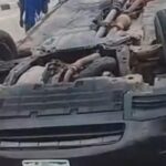 Damaged Lexus SUV after fatal accident along Lagos Coastal Road