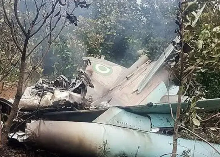 Nigerian Air Force recovery operation at the submerged aircraft crash site in Igbokoda, Ondo State